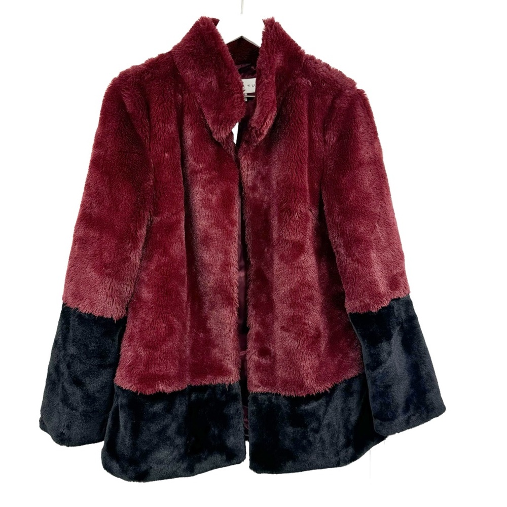 Trina Turk Blanche Faux Fur Color Block Coat Size Small - Picture 2 of 6